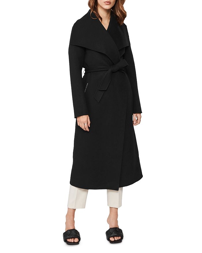 Shop Mackage Mai Lightweight Wool Wrap Coat In Black