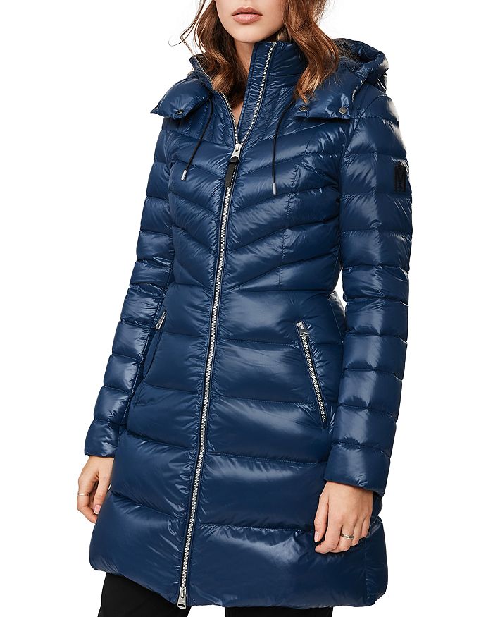 Mackage Lara Fitted Down Puffer Coat With Detachable Hood In Navy ModeSens