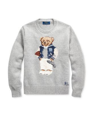 Ralph Lauren Boys' Football Bear Cotton Sweater - Big Kid