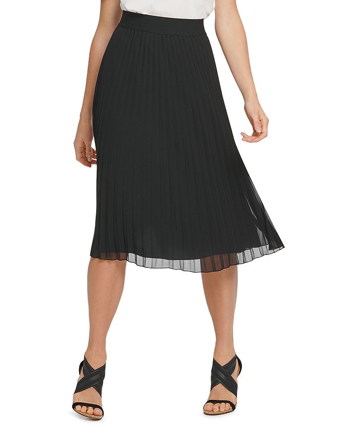 Dkny Pull-on Pleated Skirt In Black