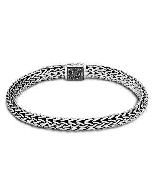 Sterling Silver Classic Chain Black & Blue Sapphire Reversible Bracelet