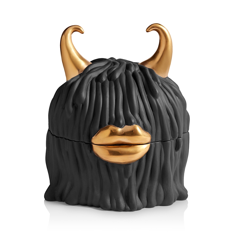 L'objet Haas Lynda 5-piece 24k Gold & Porcelain Monster Box & Plate Set In Black