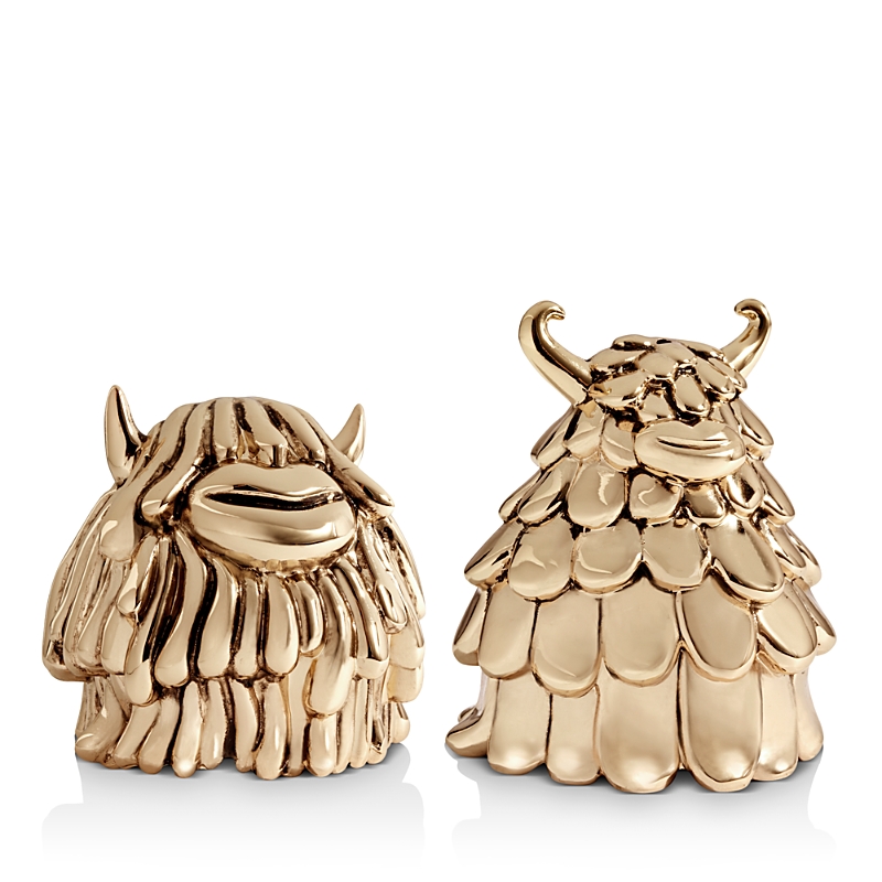 L'objet Lobjet Gold Niki And Simon 24ct Gold-plated Brass Salt And Pepper Shakers In Antique Gold