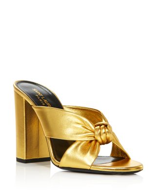 gold mule sandals