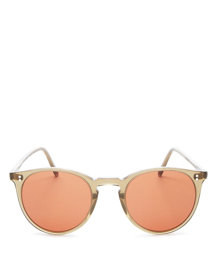 Oliver Peoples Unisex O'malley Round Sunglasses, 48mm In Olive/persimmon