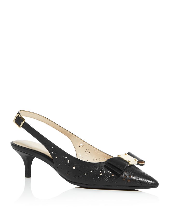 Cole Haan Tali Grand Bow Kitten heel Leather Pumps In Black Black