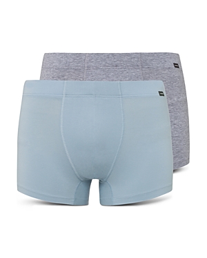 Hanro Cotton Essentials Covered Waistband Boxer Briefs, Pack Of 2 In Aquamarine