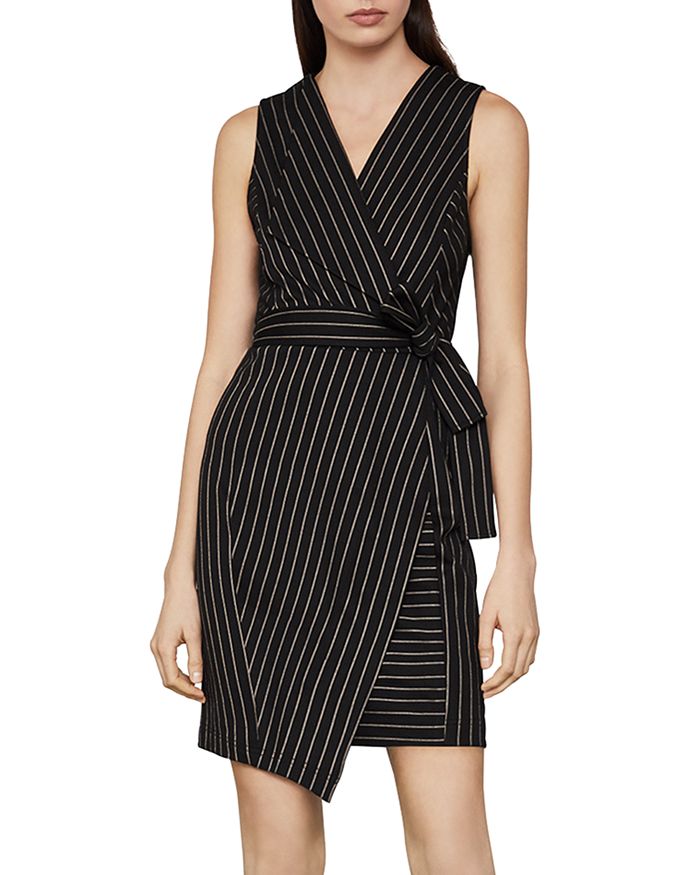 Pinstripe online wrap dress