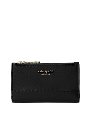 Kate Spade New York Small Slim Leather Bifold Wallet In Black/pink