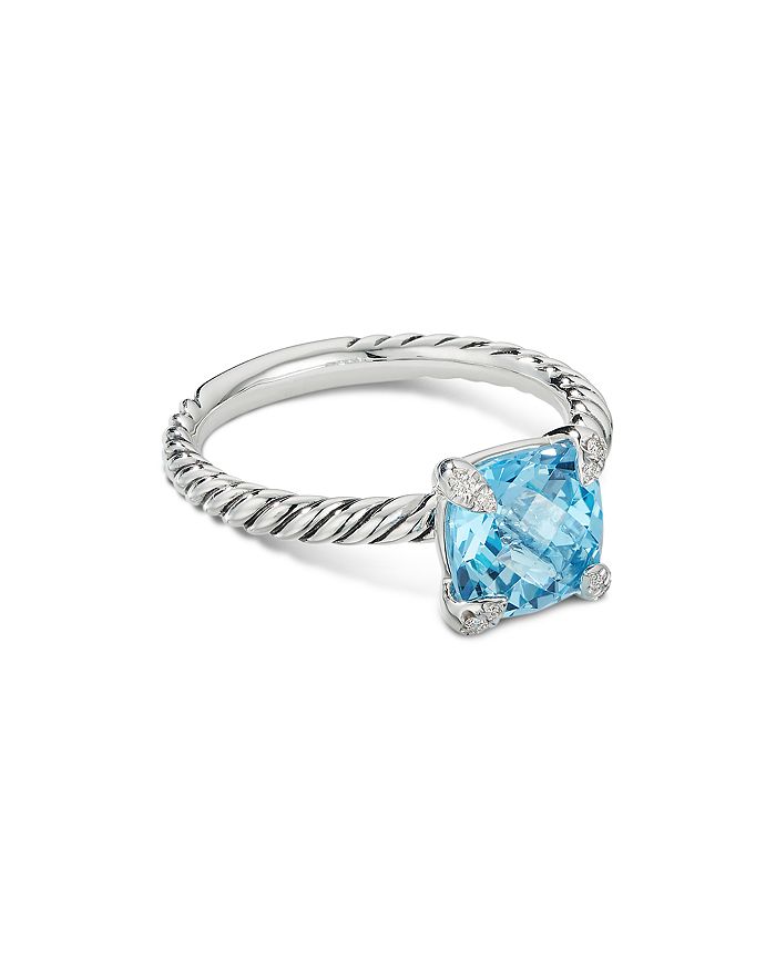 DAVID YURMAN CHATELAINE RING WITH BLUE TOPAZ AND DIAMONDS,R16329DSSABTDI7