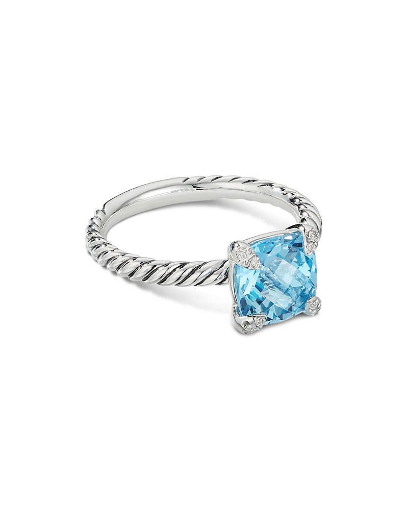 David Yurman Chatelaine Ring with Blue Topaz and Diamonds