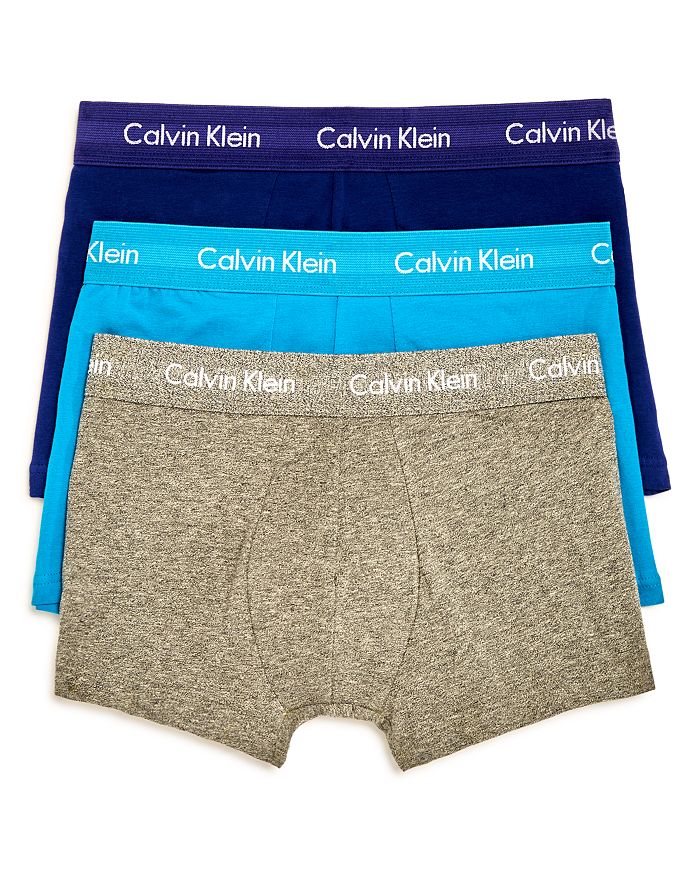 Calvin Klein Stretch Cotton Low Rise Trunks - Pack Of 3 In Ocean/heather/topaz