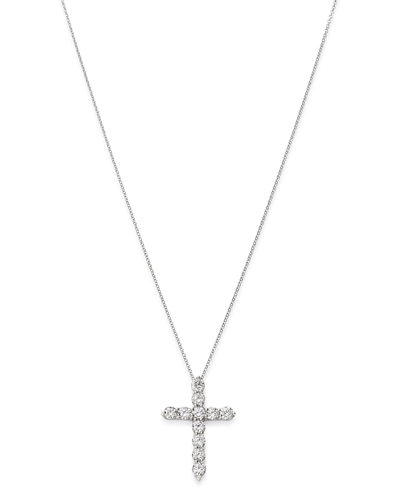Bloomingdale's Fine Collection Diamond Cross Pendant Necklace in 14K White Gold, 1.75 tcw
