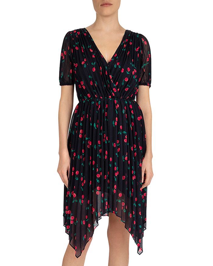 THE KOOPLES NAIVE CHERRY PRINTED PLEATED DRESS,FROB20133K