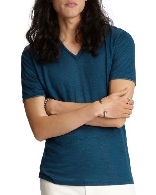 John Varvatos Collection Slim Fit Linen V-Neck Tee | Bloomingdale's