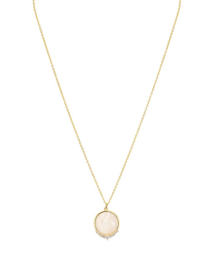 Argento Vivo Pave & Mother-of-pearl Circle Pendant Necklace, 16-18 In Gold