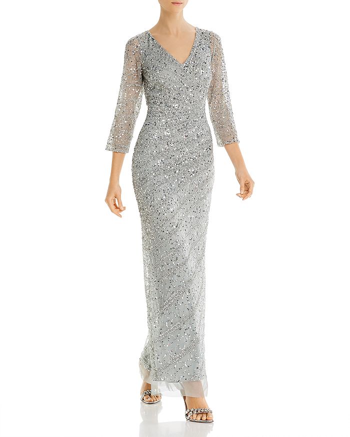 Adrianna Papell Beaded Gown - 100% Exclusive In Frosted Sage