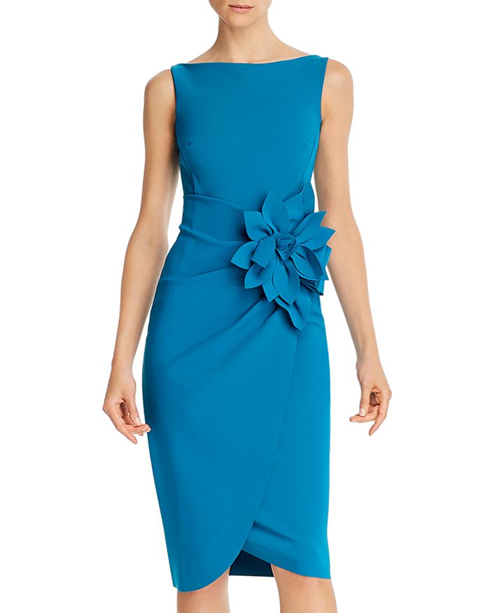 Chiara Boni La Petite Robe Glenaly Flower-applique Dress - 100% Exclusive In Peacock Blue