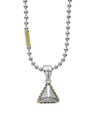 18K Yellow Gold & Sterling Silver Diamond Pendant Necklace, 16"-18"