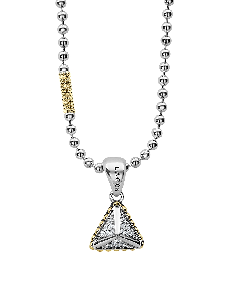 Lagos 18K Yellow Gold & Sterling Silver Diamond Pendant Necklace, 16