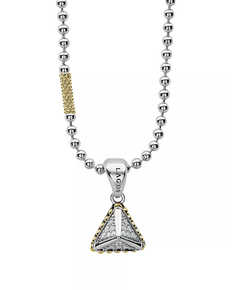 Lagos 18K Yellow Gold & Sterling Silver Diamond Pendant Necklace, 16