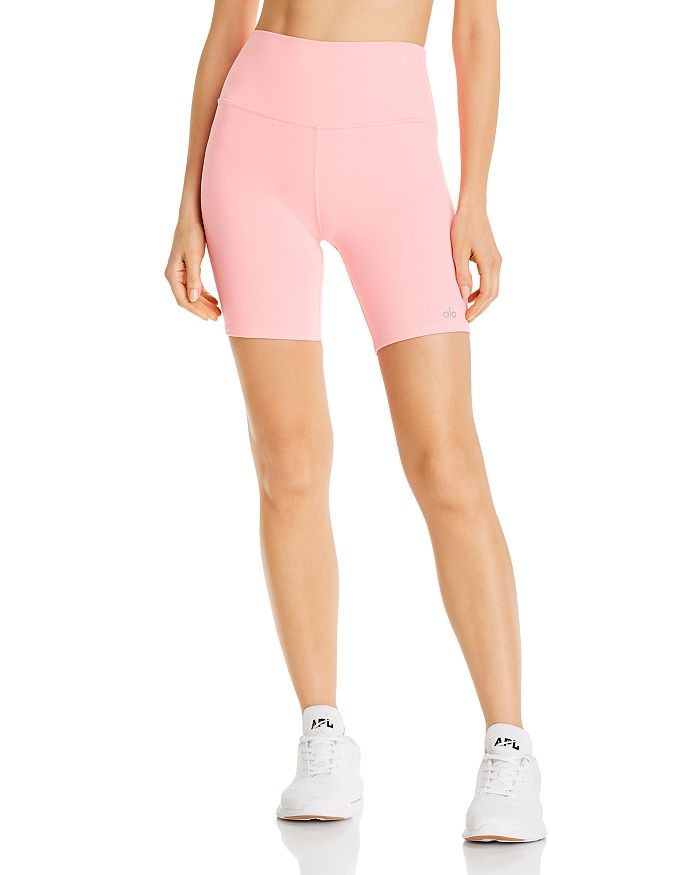 Alo Yoga Bike Shorts In Macaron Pink