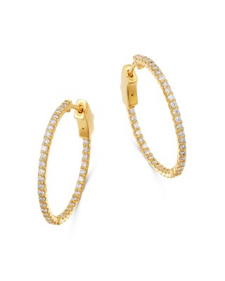 Bloomingdale's Fine Collection Micro-pave Diamond Inside Out Hoop Earrings in 14K Yellow Gold, 0.75 ct. t. w. - Exclusive