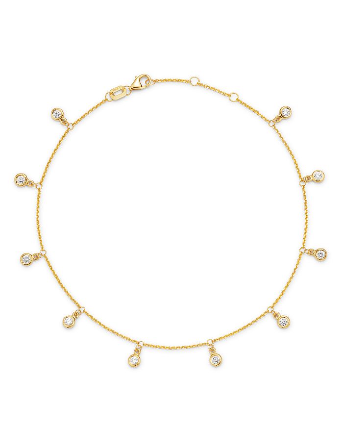Bloomingdale's Diamond Bezel Droplet Ankle Bracelet In 14k Yellow Gold, 0.50 Ct. T.w. - 100% Exclusive In White/gold