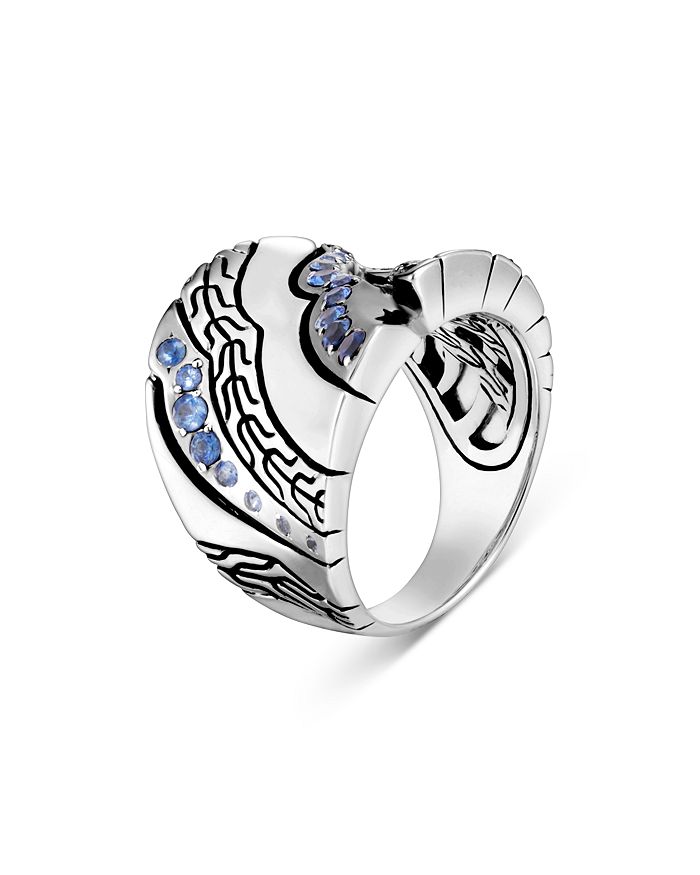 JOHN HARDY STERLING SILVER LAHAR BLUE SAPPHIRE RING,RBS440564BSPX7