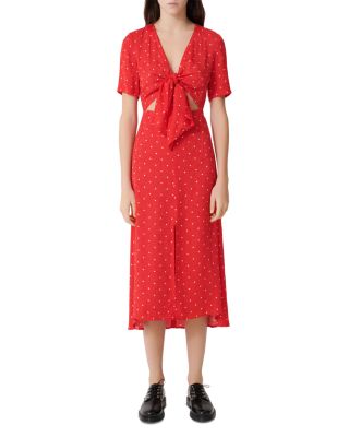 tie front polka dot dress