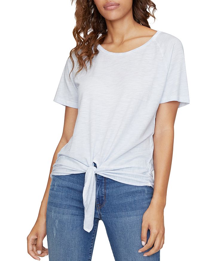 Sanctuary All Day Tie-hem Cuffed T-shirt In Seafoam