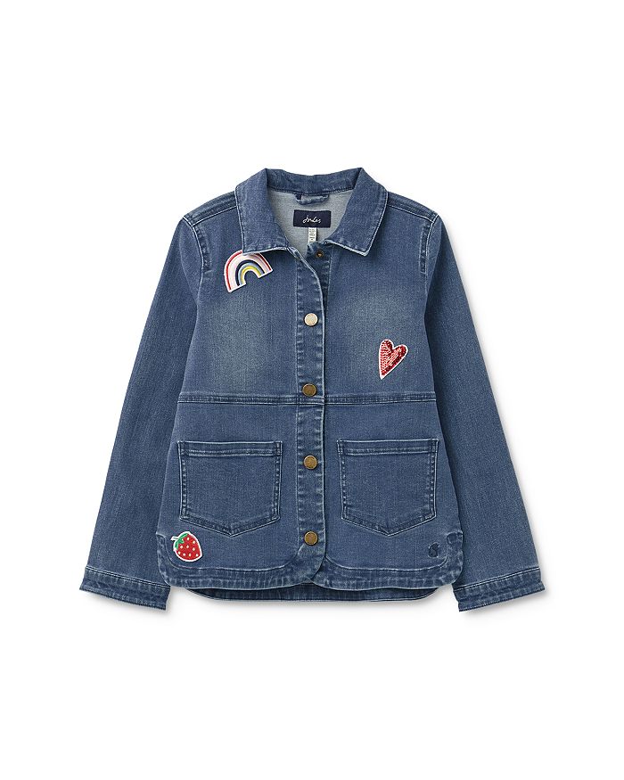 Joules Girls' Cotton-blend Chambray Patch Jacket - Little Kid, Big Kid