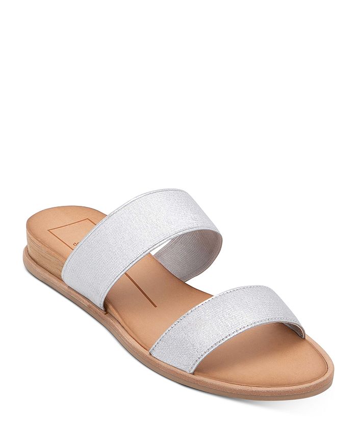 Dolce Vita Payce Demi-wedge Slide Sandals In Silver Elastic