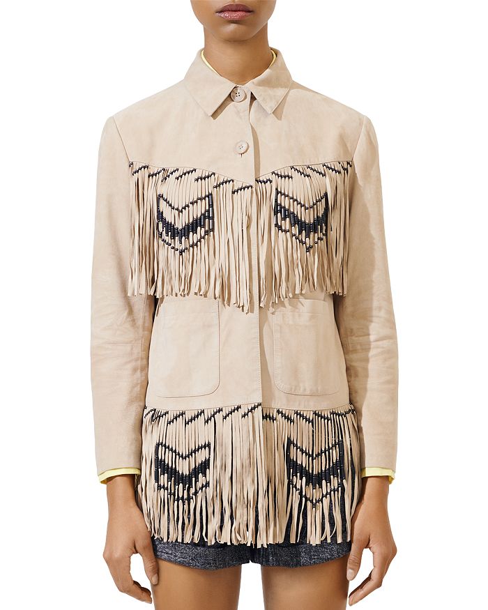 MAJE BASTERY LEATHER SHIRT JACKET