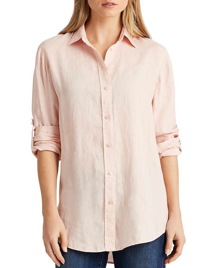 Ralph Lauren Lauren  X Wonder Woman Button-down Linen Shirt In Pink Hydrangea