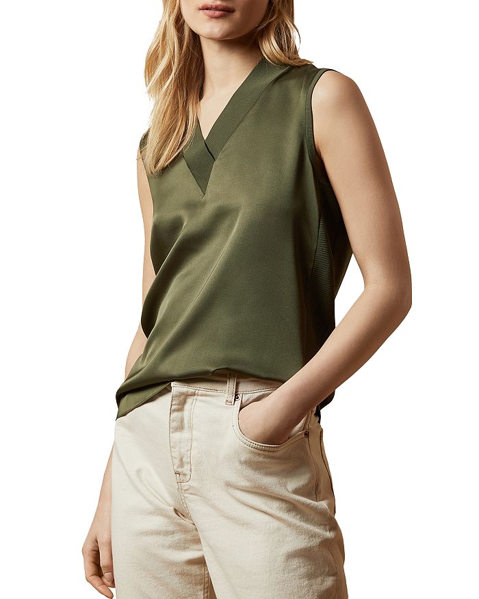 TED BAKER LYDIAAY SLEEVELESS V-NECK TOP,245567-LYDIAAY-WMK
