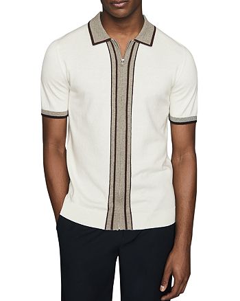REISS Roland Colorblocked Zip-Front Shirt | Bloomingdale's