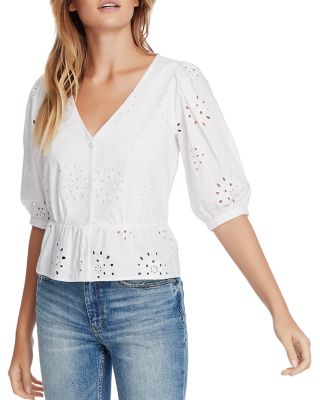 Image of 1.state Cotton Eyelet Button-Front Top