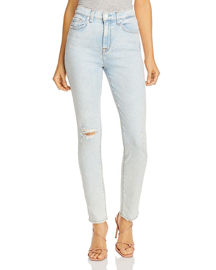 7 For All Mankind Ripped High-Waist Skinny Jeans in Grand Street ...