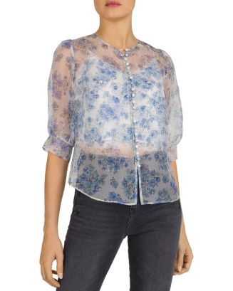 The Kooples Vintage Flowers Organza Top | Bloomingdale's