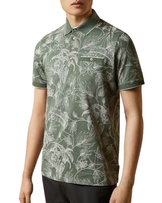 Ted Baker Linear Floral Print Polo | Bloomingdale's