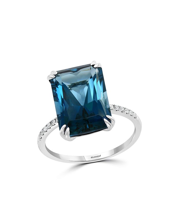 Bloomingdale's London Blue Topaz & Diamond Statement Ring In 14k White Gold - 100% Exclusive In Blue/white