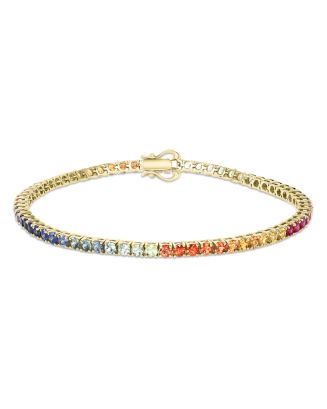 Bloomingdale's Rainbow Sapphire Tennis Bracelet in 14K Yellow Gold ...