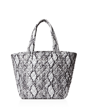 Mz Wallace Medium Metro Quilted Nylon Tote In Magnet Leopard
