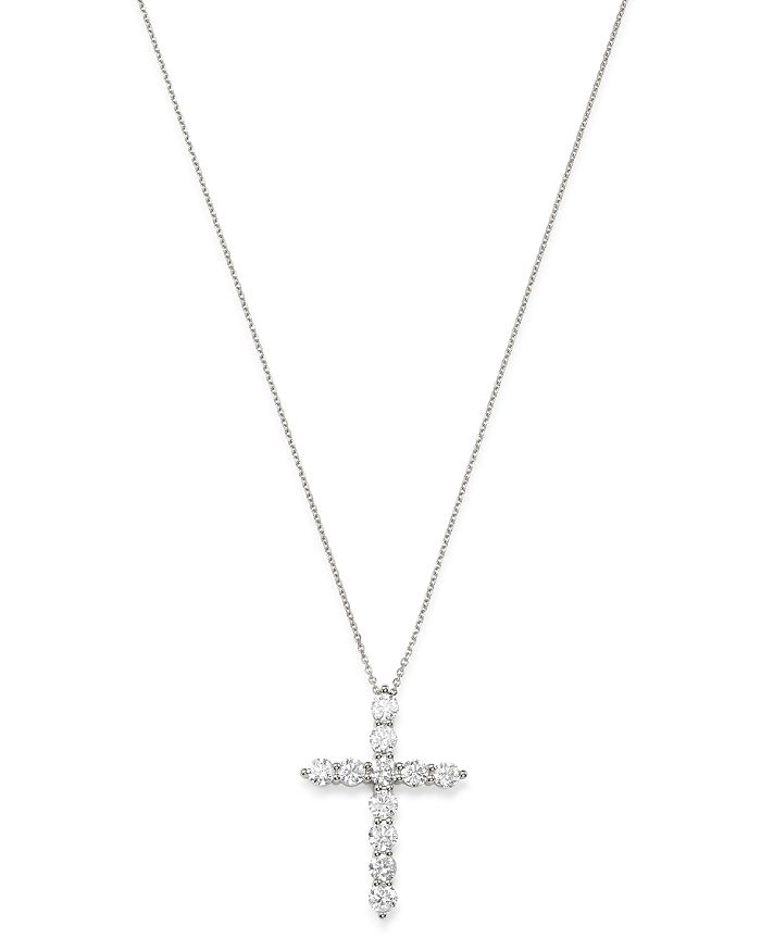 Bloomingdale's Diamond Cross Pendant Necklace In 14k White Gold, 2.0 Ct. T.w. - 100% Exclusive