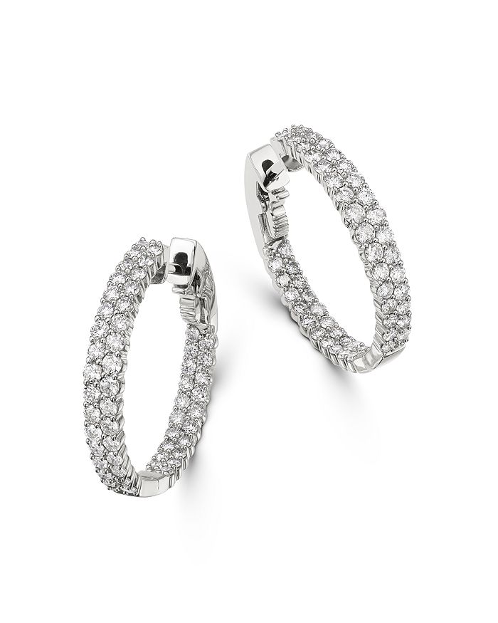 Bloomingdale's Diamond Double Row Inside Out Hoop Earrings In 14k White Gold, 2.50 Ct. T.w. - 100% Exclusive