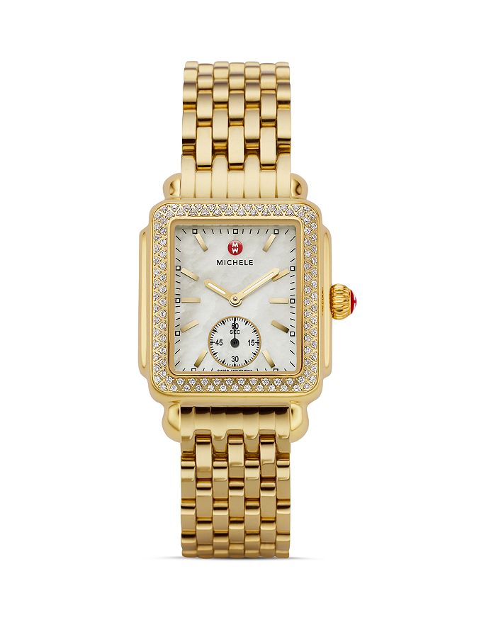 Michele Deco Mid Gold Watch, 29mm In White/gold