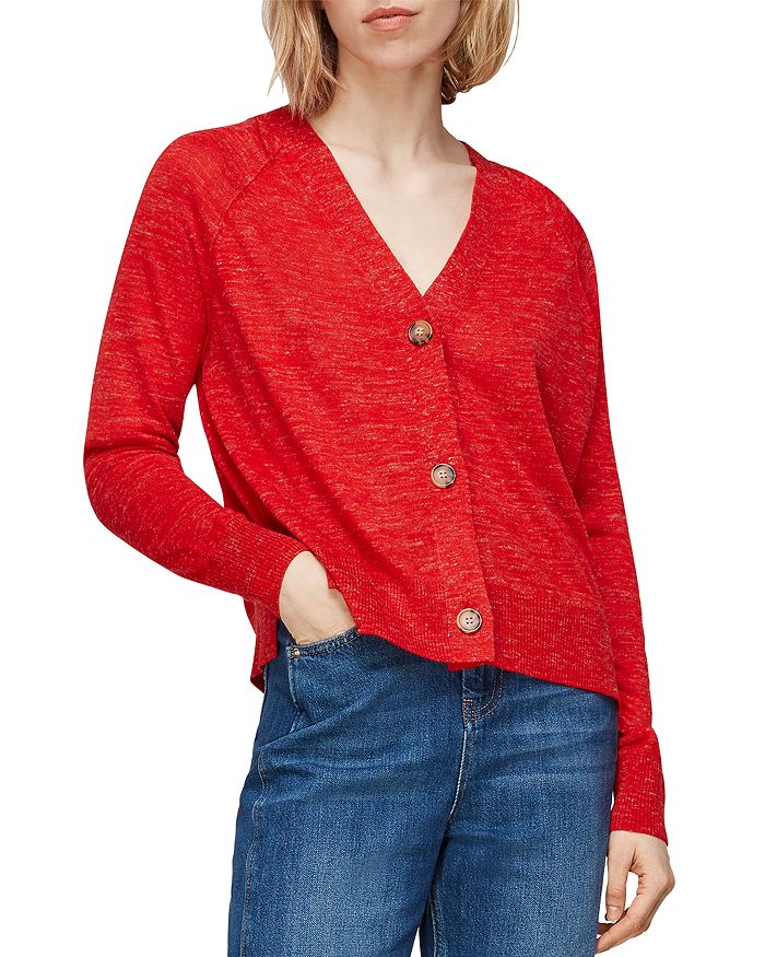 Whistles Relaxed V-neck Knit Top In Red