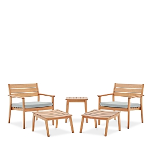 Modway Breton 5-piece Outdoor Patio Ash Wood Set In Natural Taupe