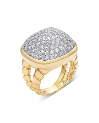 Marina B - 18K Yellow Gold Tigella Diamond Pav&eacute; Dome Ring